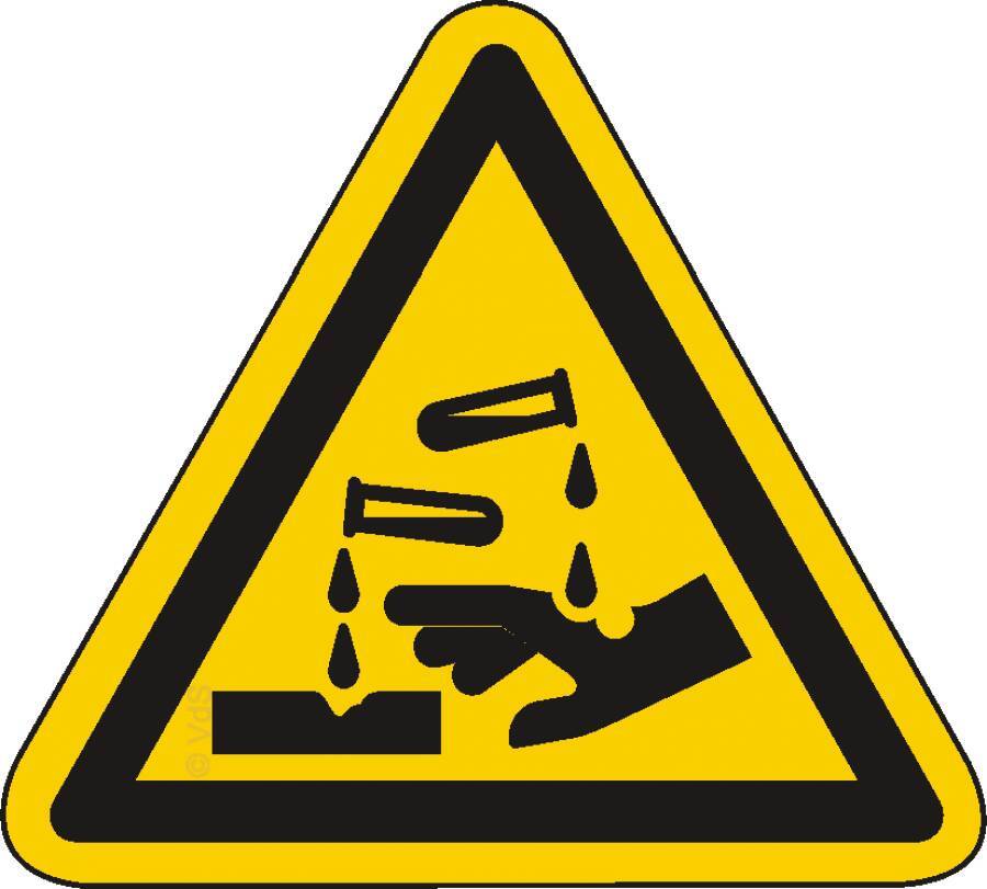 Warnung vor ätzenden Stoffen 932108511 Schenkellänge 100 mm Material FO Zulassung ISO 7010