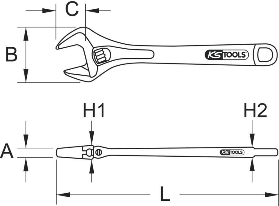 Rollgabelschlüssel 41085375 Spannweite 43 mm Länge 375 mm