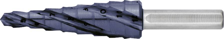 Universal-Stufenbohrer ADVANCEDLine 119564-12 Größe 4 - 12 Typ TiAlN Bohrstufen-Ø 4-5-6-7-8-9-10-11-12 mm Stufenhöhe 4