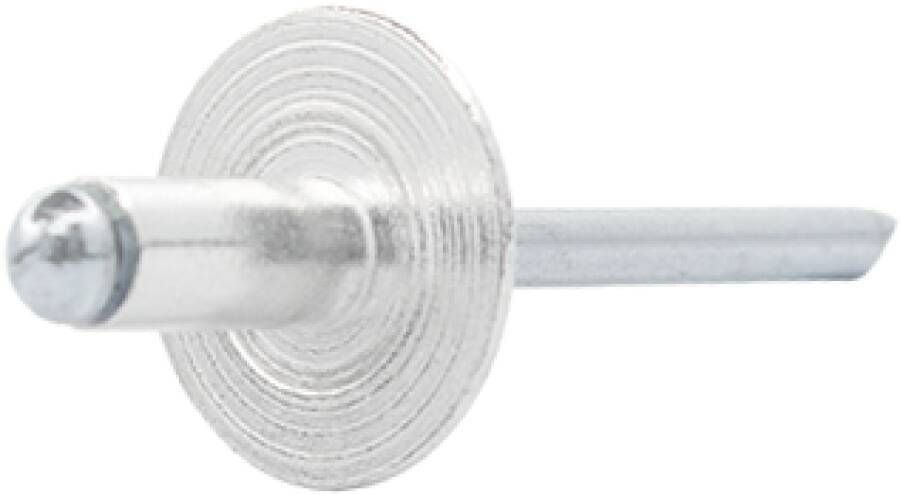 Blindniet Alu/Stahl Großkopf 14 mm 0702625 Farbe blank Material Alu/Stahl Schaft-Ø 5 mm Schaftlänge 16 mm Klemmbereich