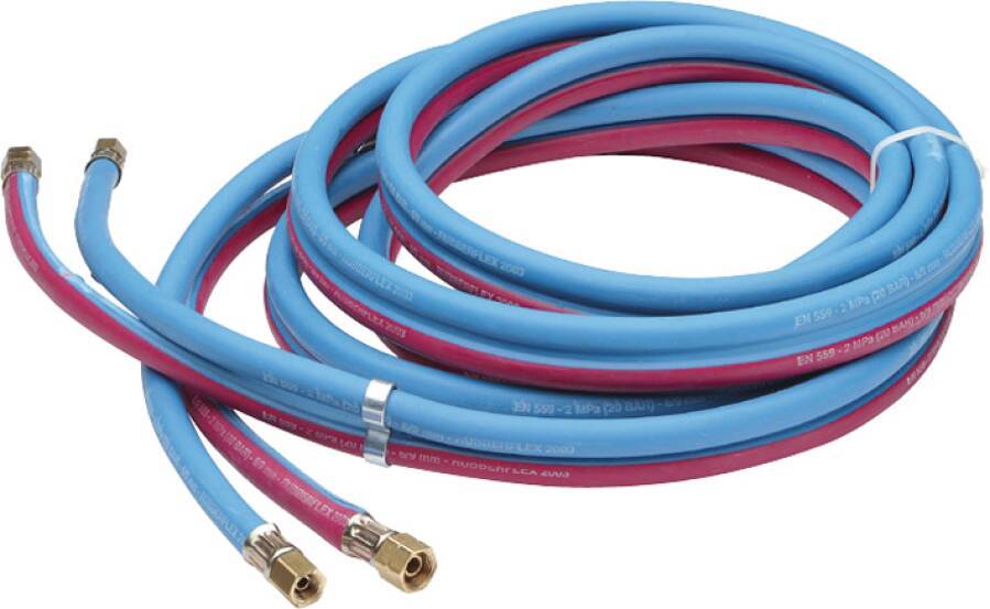 Zwillings-Autogenschlauchgarnitur nach DIN EN 1256 8021001 Innen-Ø Sauerstoff 6,0//Acetylen 6,0 mm Wandstärke Sauerstoff