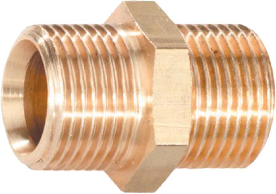 Doppelnippel Messing 8024820 Außengewinde (1) G 3/8” R Außengewinde (2) G 3/8” L
