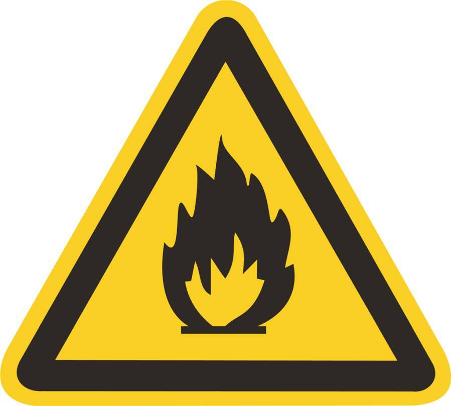 Warnung vor feuergefährlichen Stoffen 932108901 Schenkellänge 100 mm Material FO Zulassung BGV A8 W 01