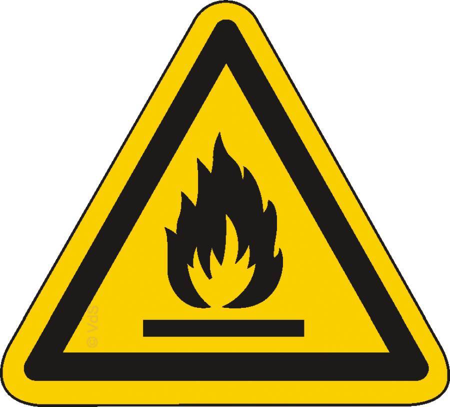 Warnung vor feuergefährlichen Stoffen 932108911 Schenkellänge 100 mm Material FO Zulassung ISO 7010