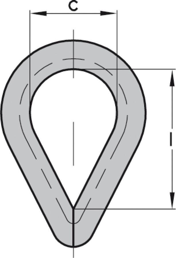Kauschen DIN 8699 Typ BF verzinkt 941045602 Rillenweite 5 mm Weite innen (c) 14 mm Höhe innen (l) 23 mm Stärke (s) 1,7 m