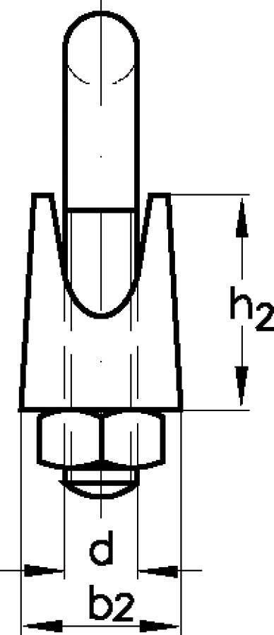Drahtseilklemmen (ehemals DIN 741) verzinkt 941045707 max. Seil-Ø 13 mm Gewinde (d) M 10 mm Weite innen (b1) 14 mm Gesam