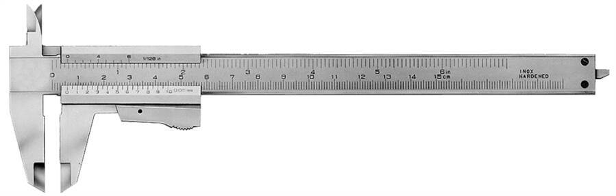 Taschenmessschieber 150 mm Momentfeststellung 32440 Messbereich 150 mm Ablesung 0,05 / 1/128 mm/inch Schnabellänge 40 mm