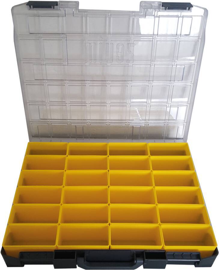 Sortimentskoffer Kunststoff mit Einsätzen ZK-0115-01-066-1-24 Abmessung (BxTxH) 436 x 365 x 72 mm Anzahl Boxen 24 Inhalt
