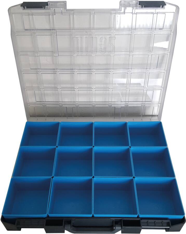 Sortimentskoffer Kunststoff mit Einsätzen ZK-0115-01-066-1-12 Abmessung (BxTxH) 436 x 365 x 72 mm Anzahl Boxen 12 Inhalt