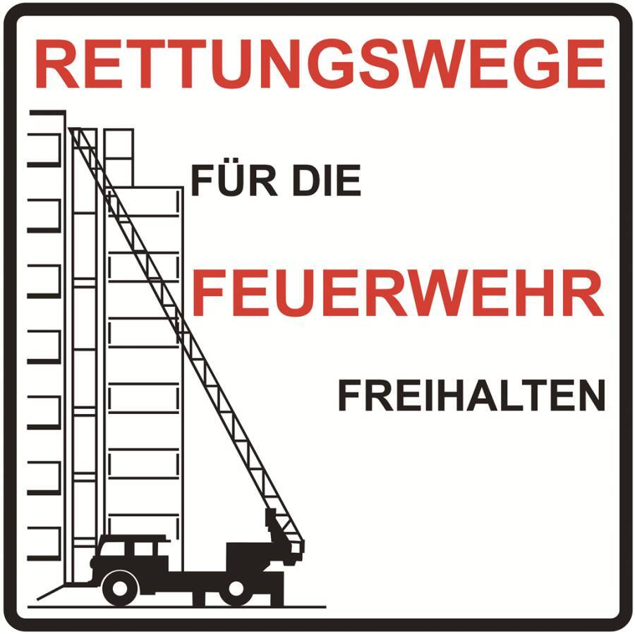 Rettungswege für die Feuerwehr freihalten 932103602 Abmessung (BxH) 500 x 500 mm Material KU Zulassung -