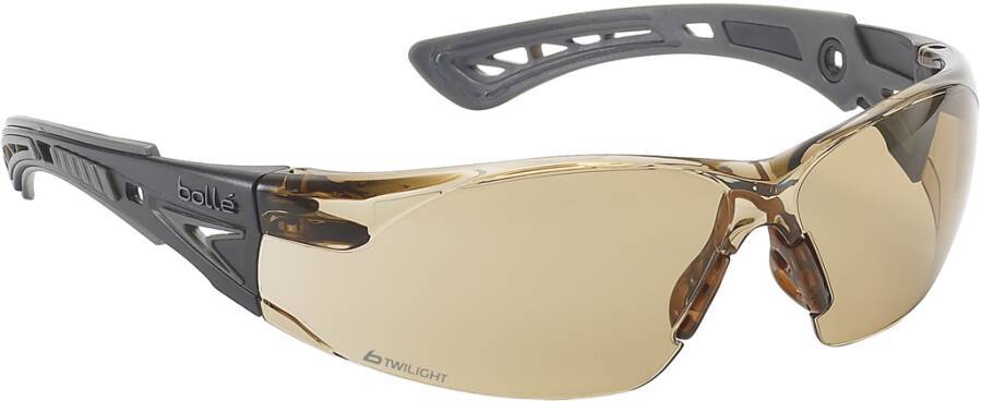 Schutzbrille RUSH+ RUSHPTWI Rahmen grau / schwarz Scheibe braun / Bronze Scheibenkennzeichnung 5-2 1 FT KN CE Beschichtu