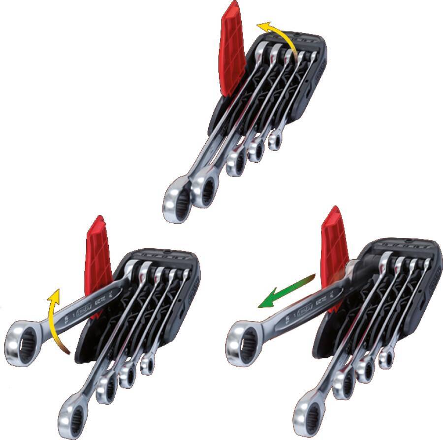 Ratschen-Ringmaulschlüsselsatz DUO GEARplus® 41006 SW 8-10-13-17-19 mm Ausführung 5-tlg.