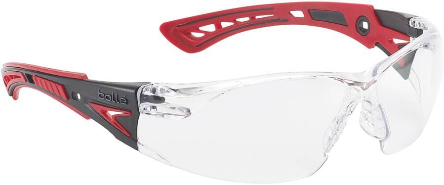 Schutzbrille RUSH+ RUSHPPSI Rahmen rot / schwarz Scheibe klar Scheibenkennzeichnung 2C-1.2 1 FT KN CE Beschichtung PLATI