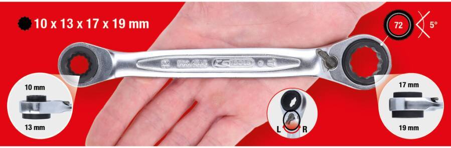 Doppel-Ringratschenschlüssel 4116101 SW 8x11-9x10 mm Länge 150 mm