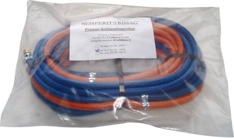 Schlauchgarnitur Propan/Sauerstoff 8021505 Innen-Ø je 6,0 mm Wandstärke je 3,5 mm Länge 5 m