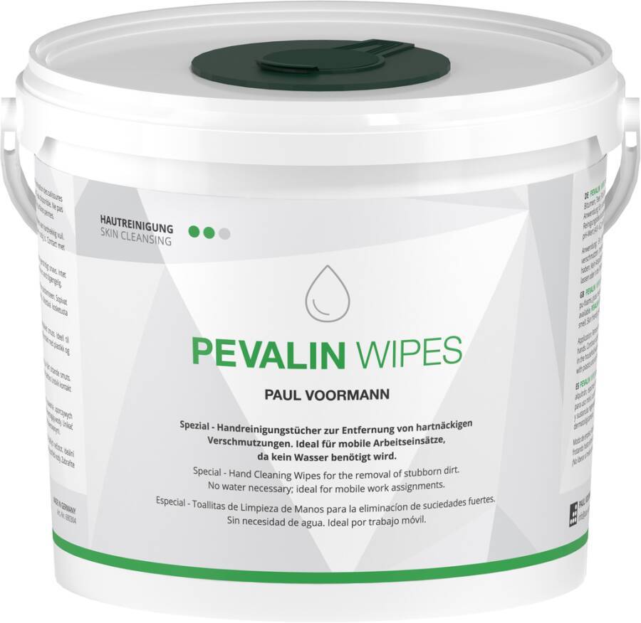 Handreinigungstücher PEVALIN WIPES 690304 Inhalt 150 Tücher Ausführung parfümiert Gebinde Eimer