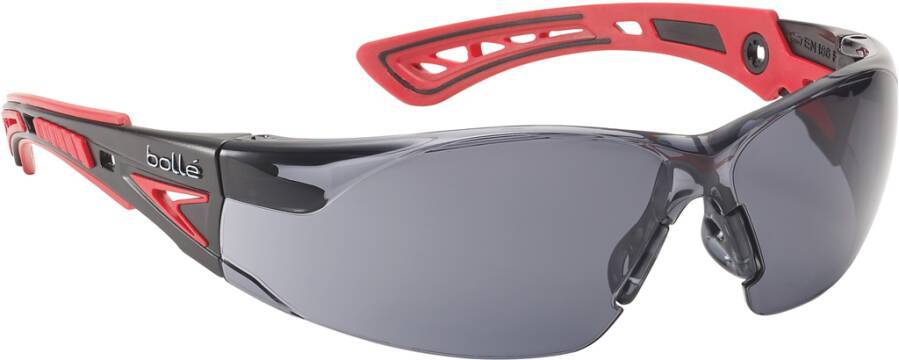 Schutzbrille RUSH+ RUSHPPSF Rahmen rot / schwarz Scheibe grau Scheibenkennzeichnung 5-3.1 1 FT KN CE Beschichtung PLATIN