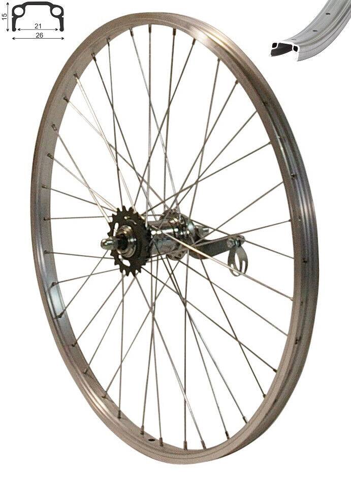 REDONDO 24 Zoll Hinterrad 24" Kasten Felge Silber mit 1 Gang Rücktritt Bremse