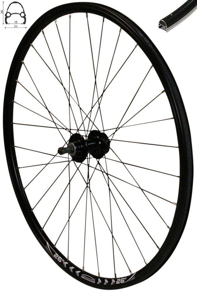 REDONDO 26 Zoll Hinterrad Laufrad Fahrrad V-Profil Felge Schwarz 6-Loch Disc
