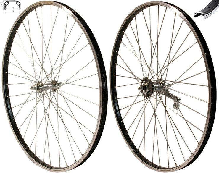 REDONDO 26 Zoll Laufrad Set Hinterrad + Vorderrad Felge Schwarz Rücktritt Bremse