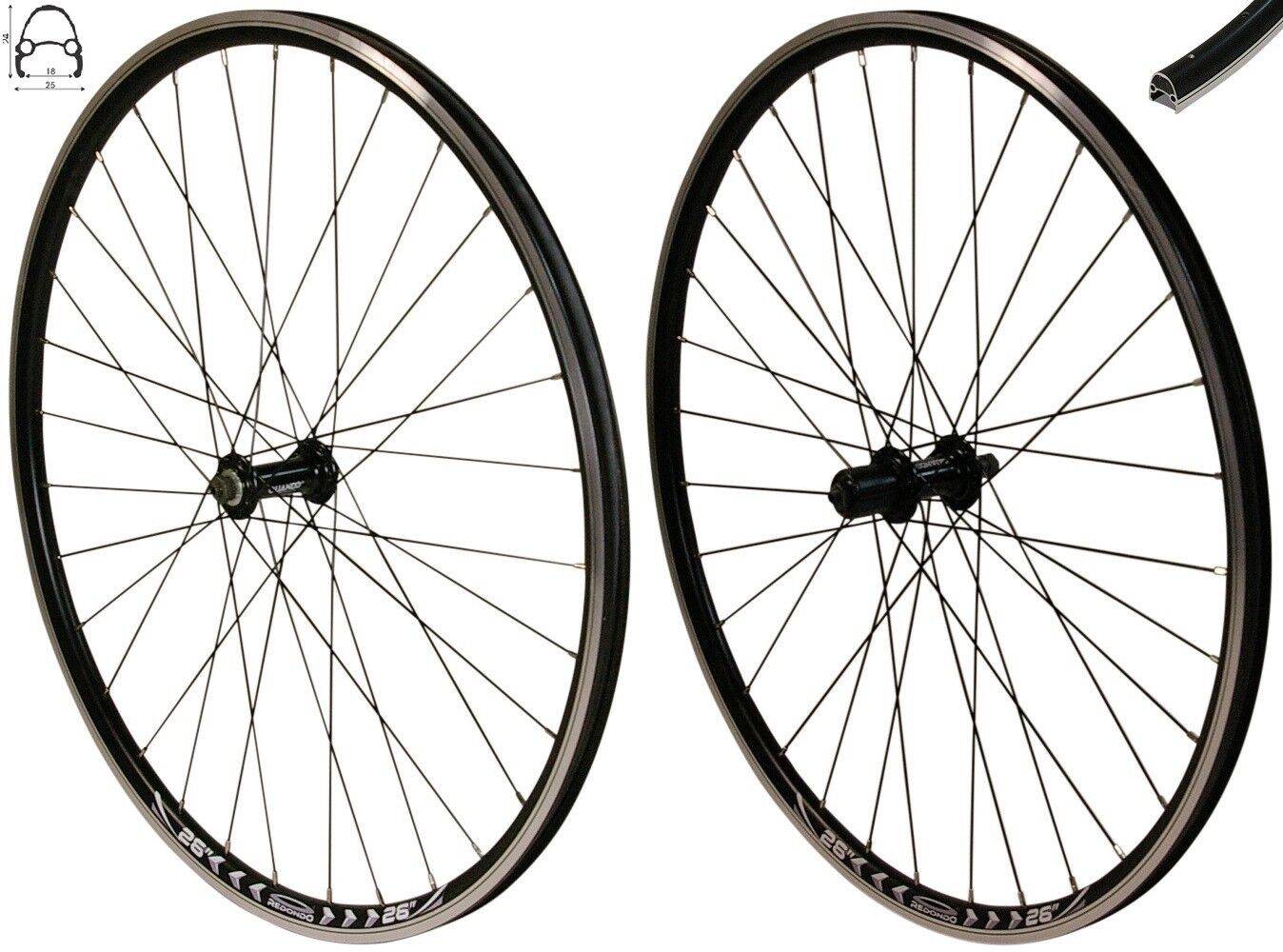 REDONDO 26 Zoll Laufrad Set Hinterrad Vorderrad V-Profil Felge Schwarz