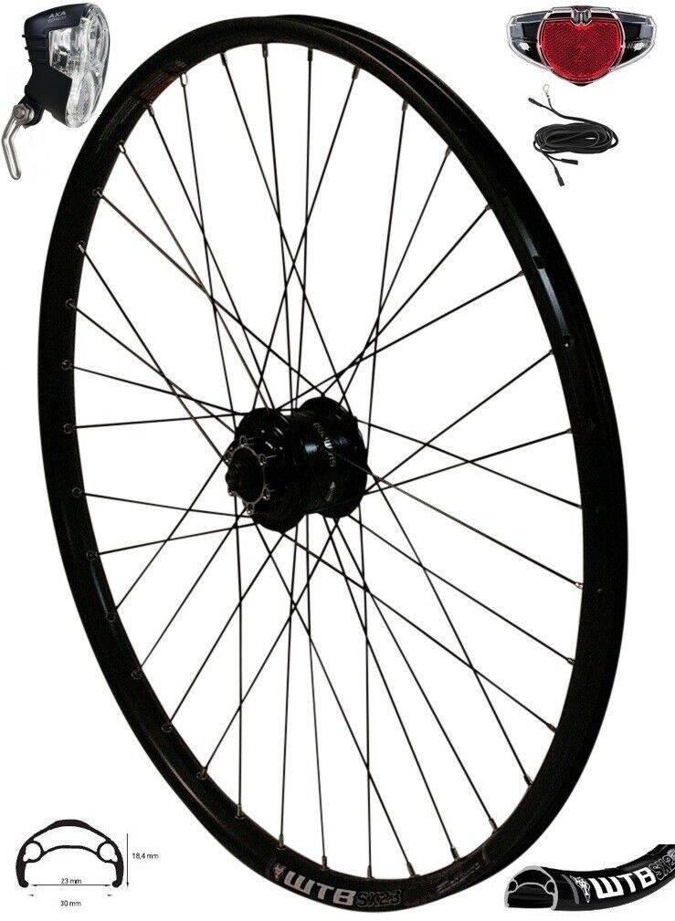 REDONDO 28 Zoll Vorderrad Felge Shimano Nabendynamo + AXA Scheinwerfer Rücklicht