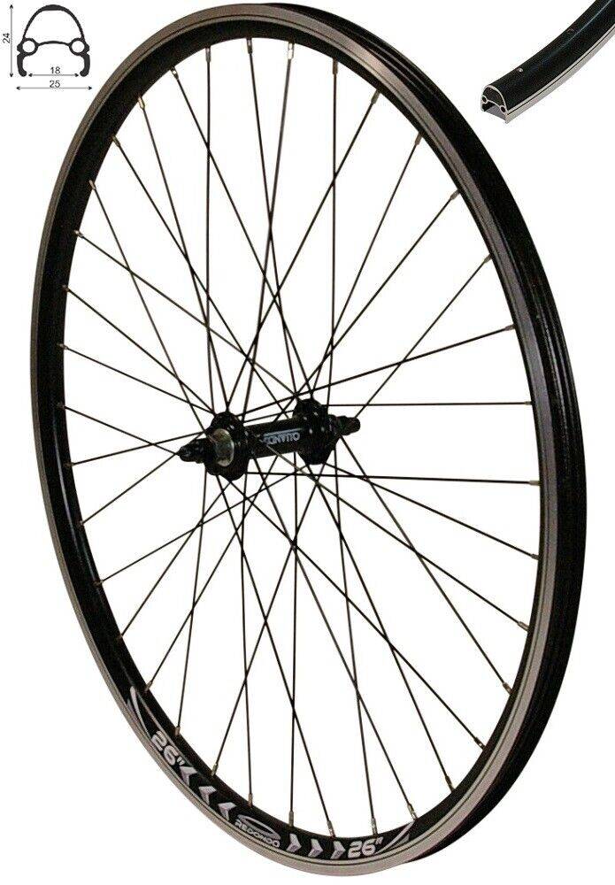 REDONDO 26 Zoll Vorderrad Laufrad Fahrrad V-Profil Hohlkammer 26" Felge Schwarz