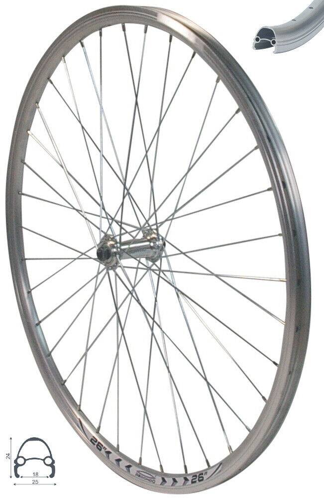 REDONDO 26 Zoll Vorderrad Laufrad Fahrrad V Profil Felge Silber