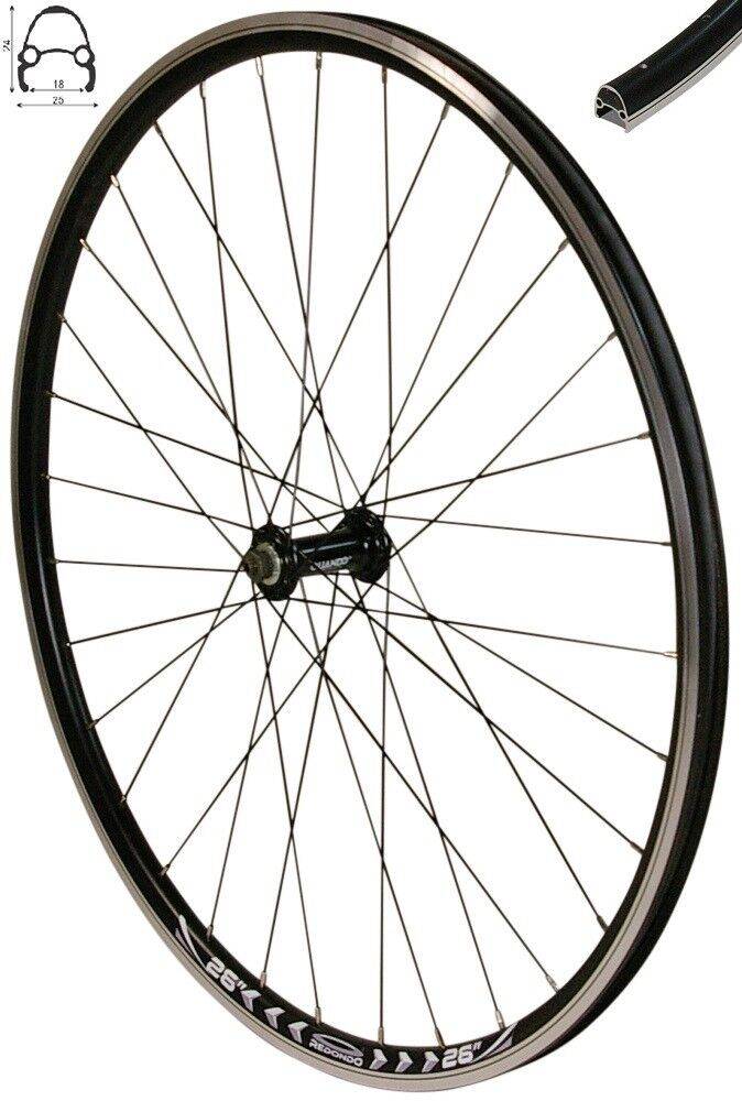 REDONDO 26 Zoll Vorderrad Laufrad Fahrrad V-Profil Hohlkammer Felge Schwarz