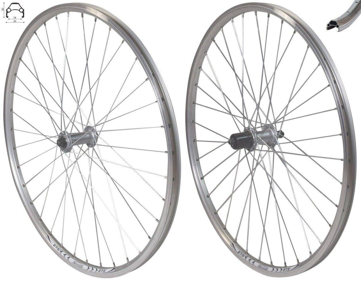 REDONDO 27,5 Zoll Laufrad Set VR + HR Hohlkammer Felge Shimano T-3000 Silber