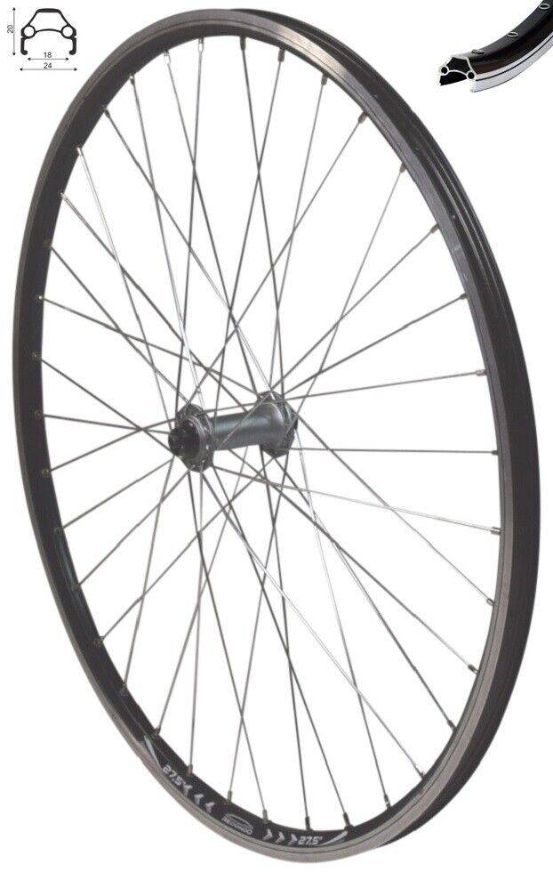 REDONDO 27,5 Zoll Vorderrad Laufrad Hohlkammer Felge Shimano T3000 Schwarz Silb.