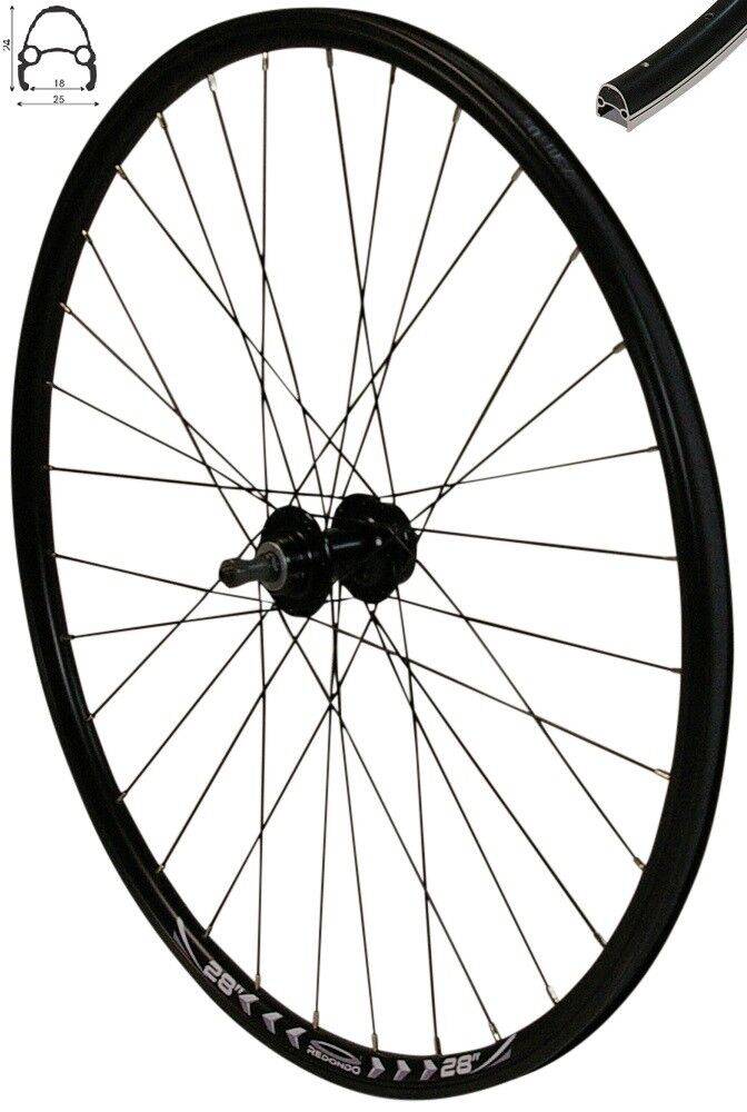 REDONDO 28 Zoll Hinterrad Laufrad Fahrrad V-Profil Felge Schwarz 6-Loch Disc