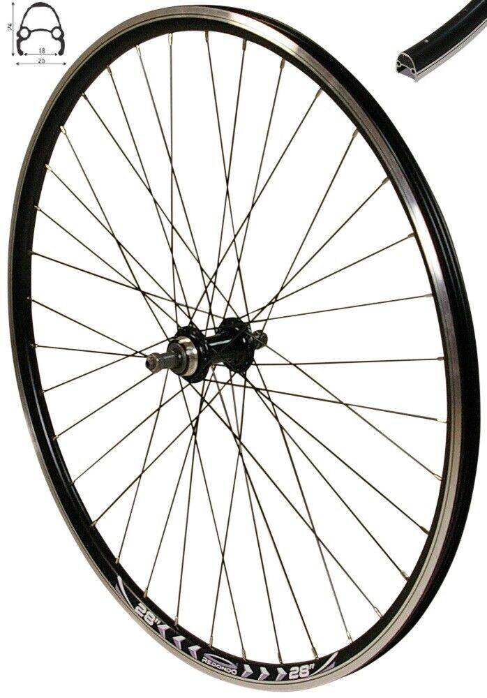 REDONDO 28 Zoll Hinterrad Laufrad Hohlkammer V-Profil Felge 5-7-fach QR Schwarz