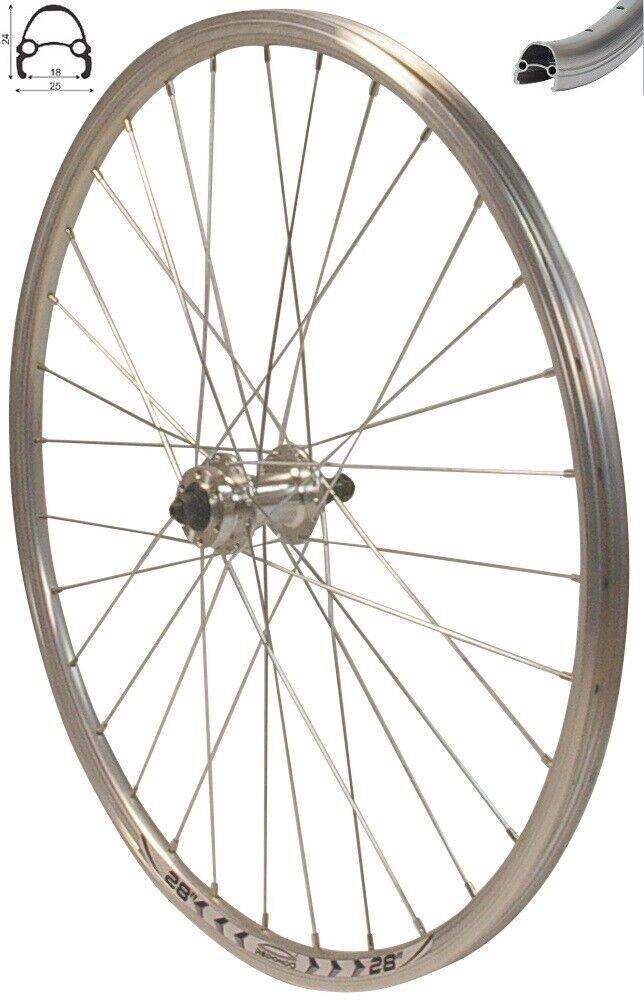 REDONDO 28 Zoll Hinterrad Laufrad Hohlkammer V-Profil Felge QR Silber Disc