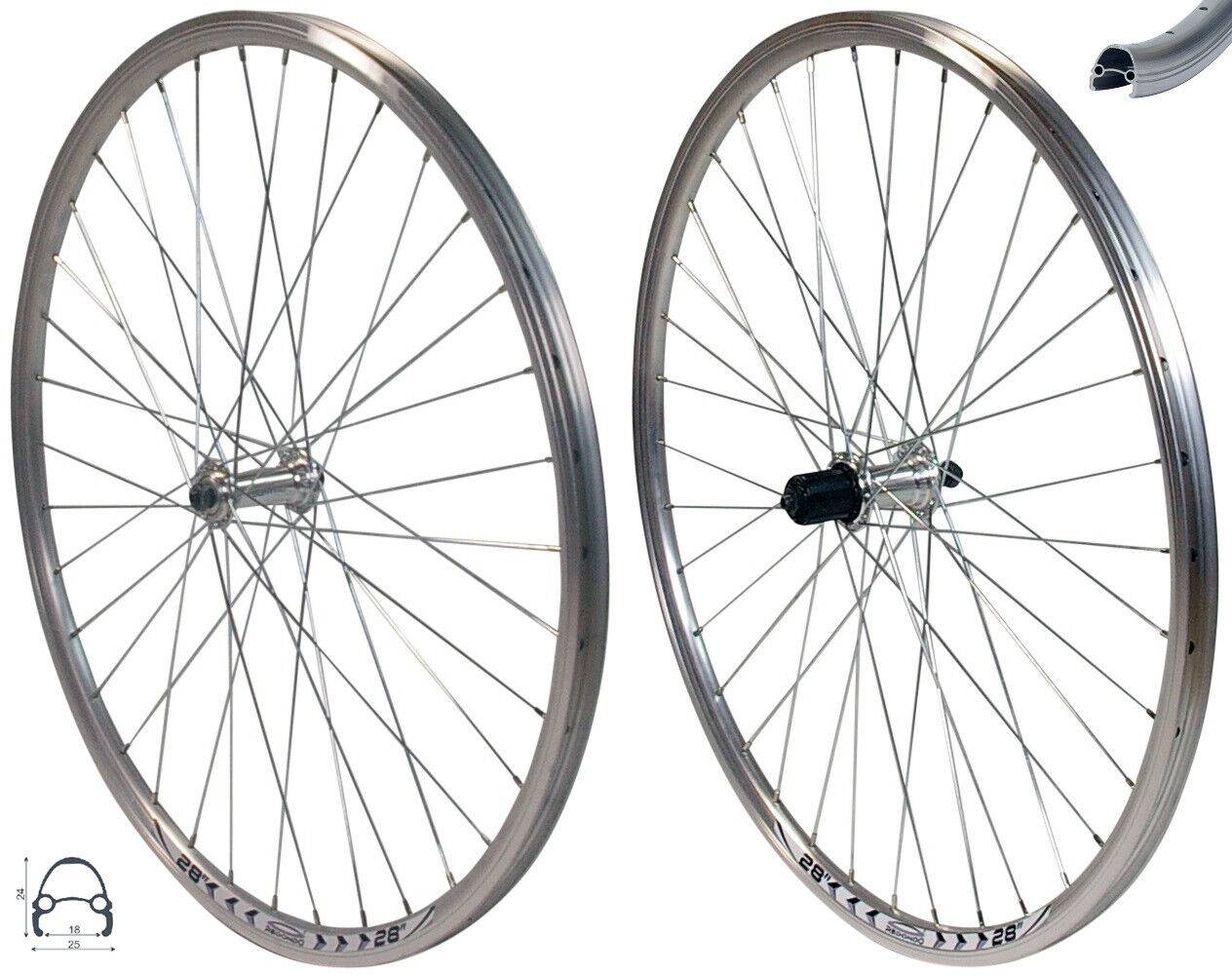 REDONDO 28 Zoll Laufrad Set Hinterrad Vorderrad V Profil Felge Silber