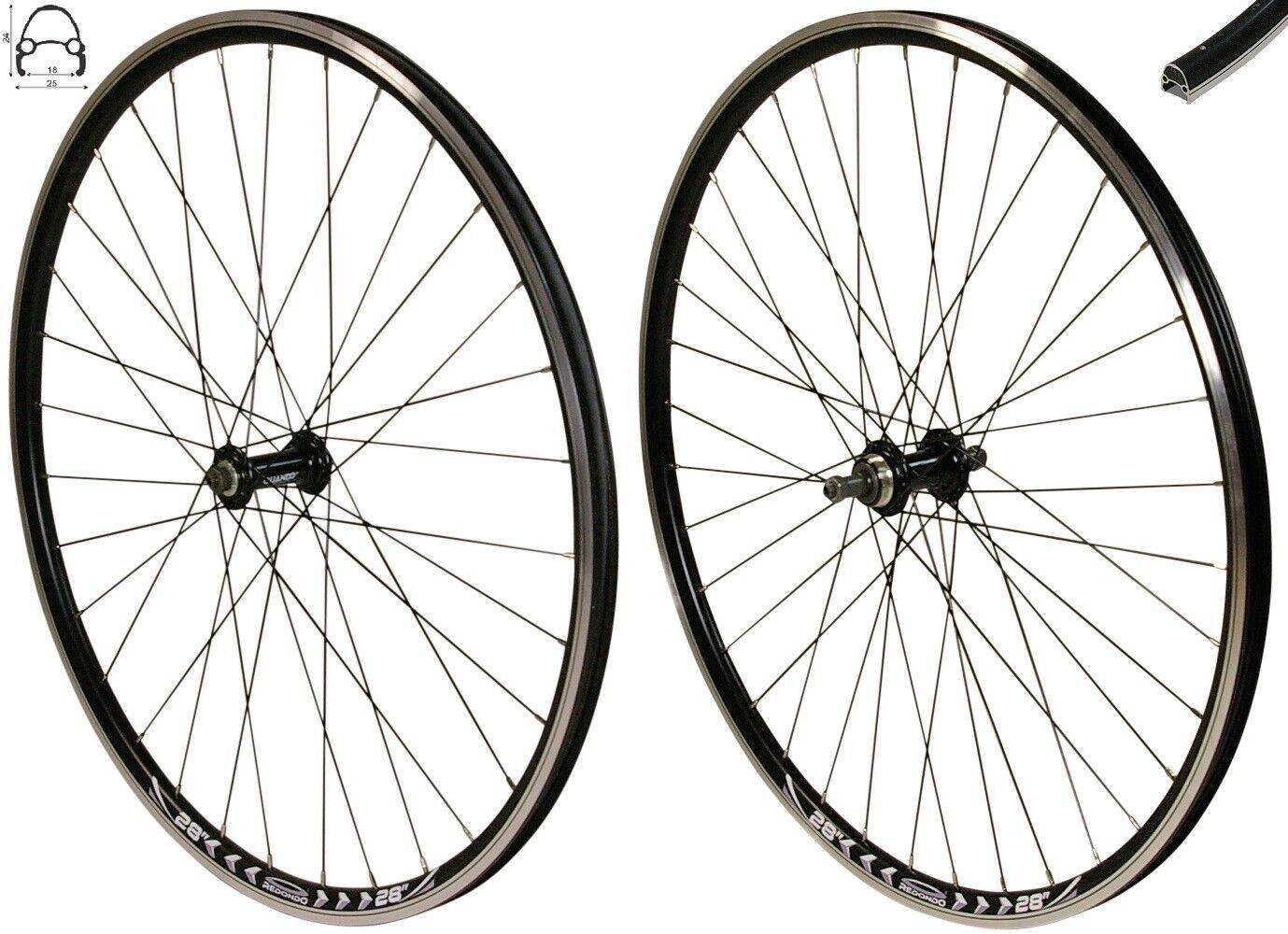 REDONDO 28 Zoll Laufrad Set Hinterrad + Vorderrad Hohlkammer Felge QR Schwarz
