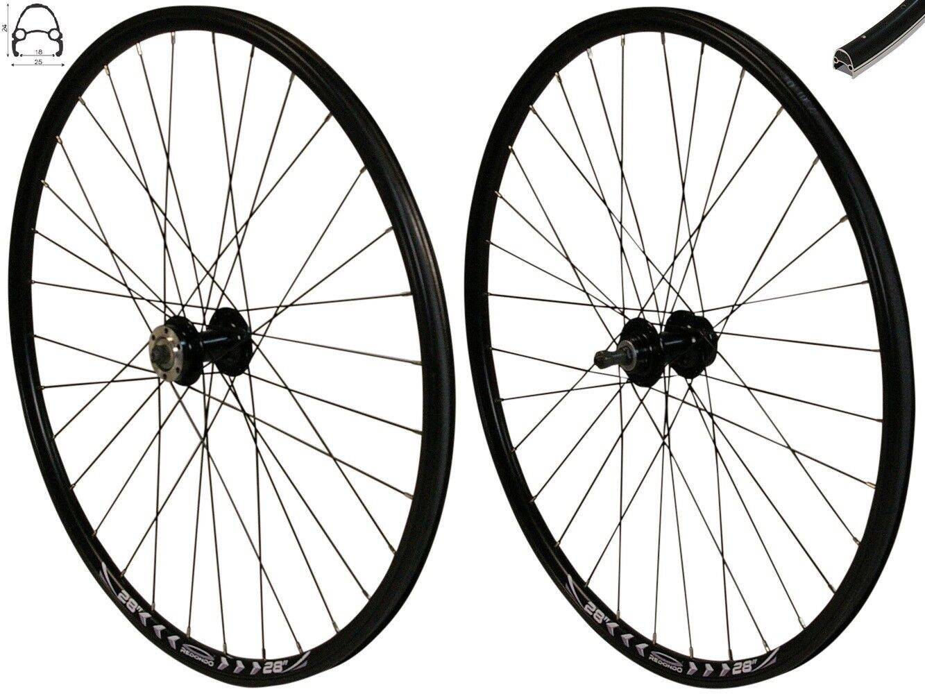 REDONDO 28 Zoll Laufrad Set Hinterrad Vorderrad Disc Hohlkammer Felge Schwarz