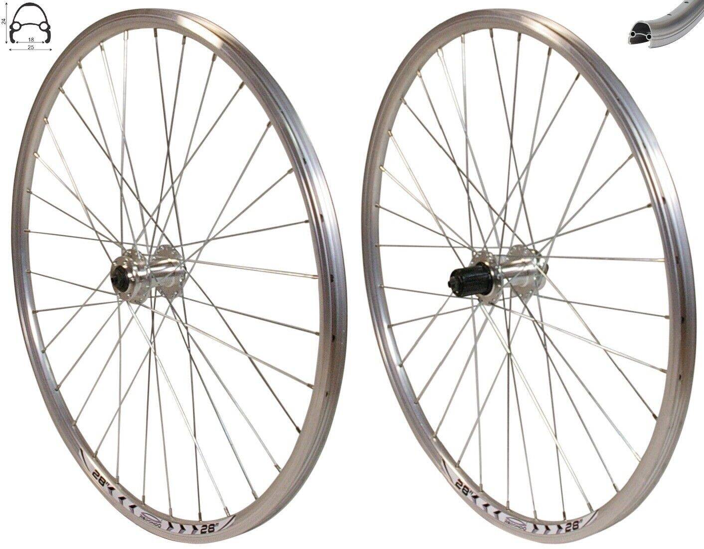 REDONDO 28 Zoll Laufrad Set Vorderrad + Hinterrad Disc Hohlkammer Felge Silber
