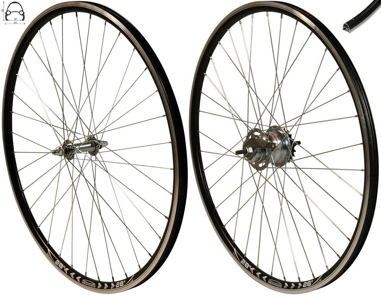 REDONDO 28 Zoll Laufrad Set VR + HR V Profil Felge Schwarz Shimano Nexus 7