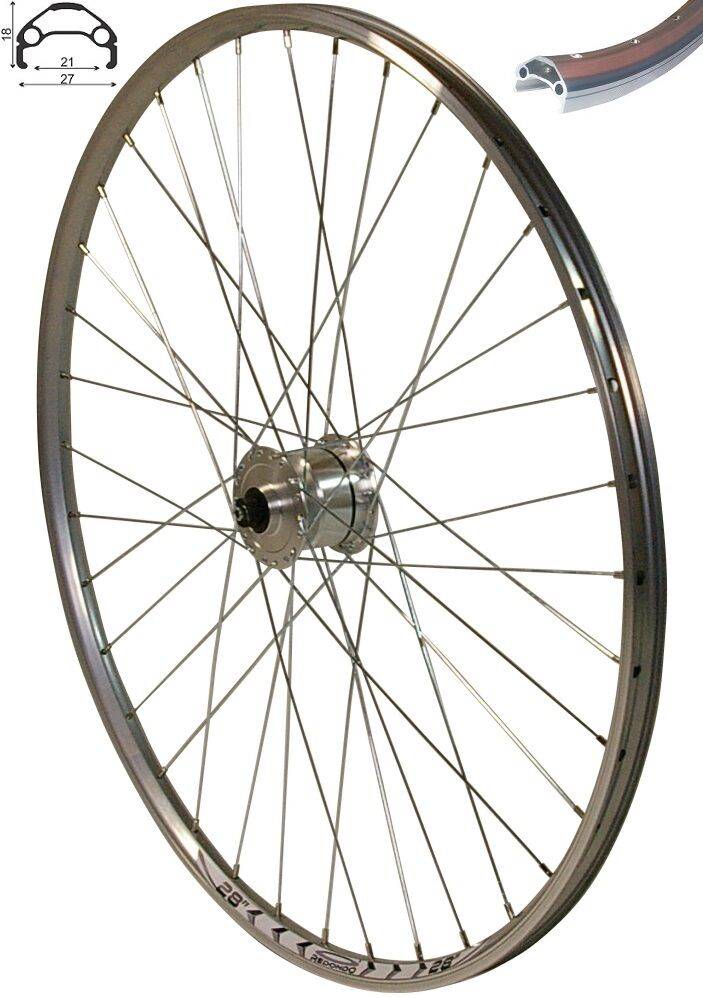 REDONDO 28 Zoll Laufrad Vorderrad Felge silber Shimano DH-3N72 Nabendynamo 21mm