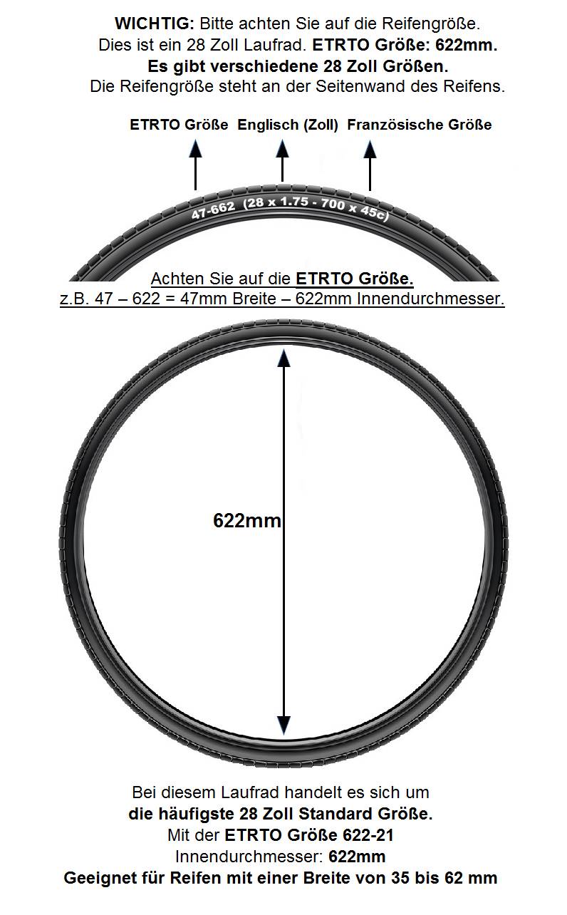 REDONDO 28 Zoll Laufrad Vorderrad Felge silber Shimano DH-3N72 Nabendynamo 21mm