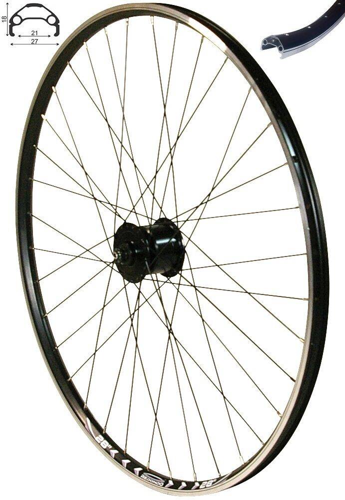REDONDO 28 Zoll Laufrad Vorderrad Felge schwarz Shimano DH-3N72 Nabendynamo 21mm