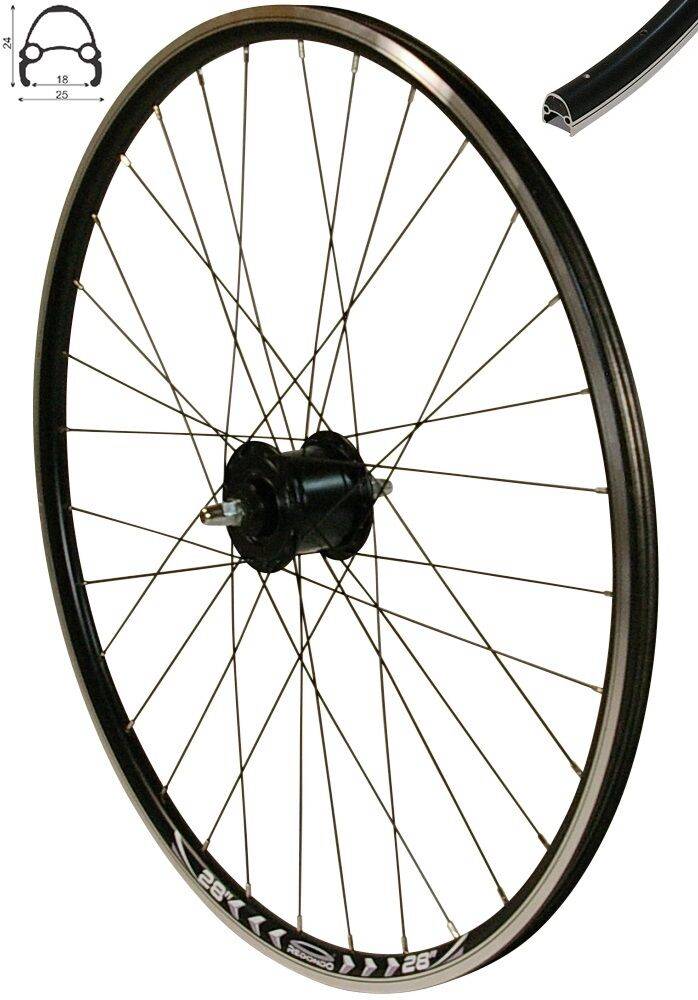 REDONDO 28 Zoll Vorderrad Laufrad Felge Schwarz mit Shimano Nexus Nabendynamo