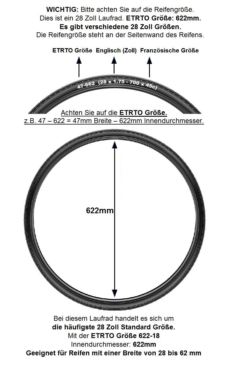 REDONDO 28 Zoll Vorderrad Laufrad Felge Schwarz Shimano Nexus C3000 Nabendynamo