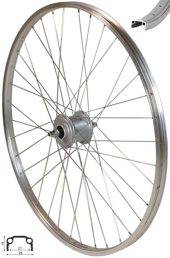 REDONDO 28 Zoll Vorderrad Laufrad Kasten Felge Silber Shimano Nexus Nabendynamo