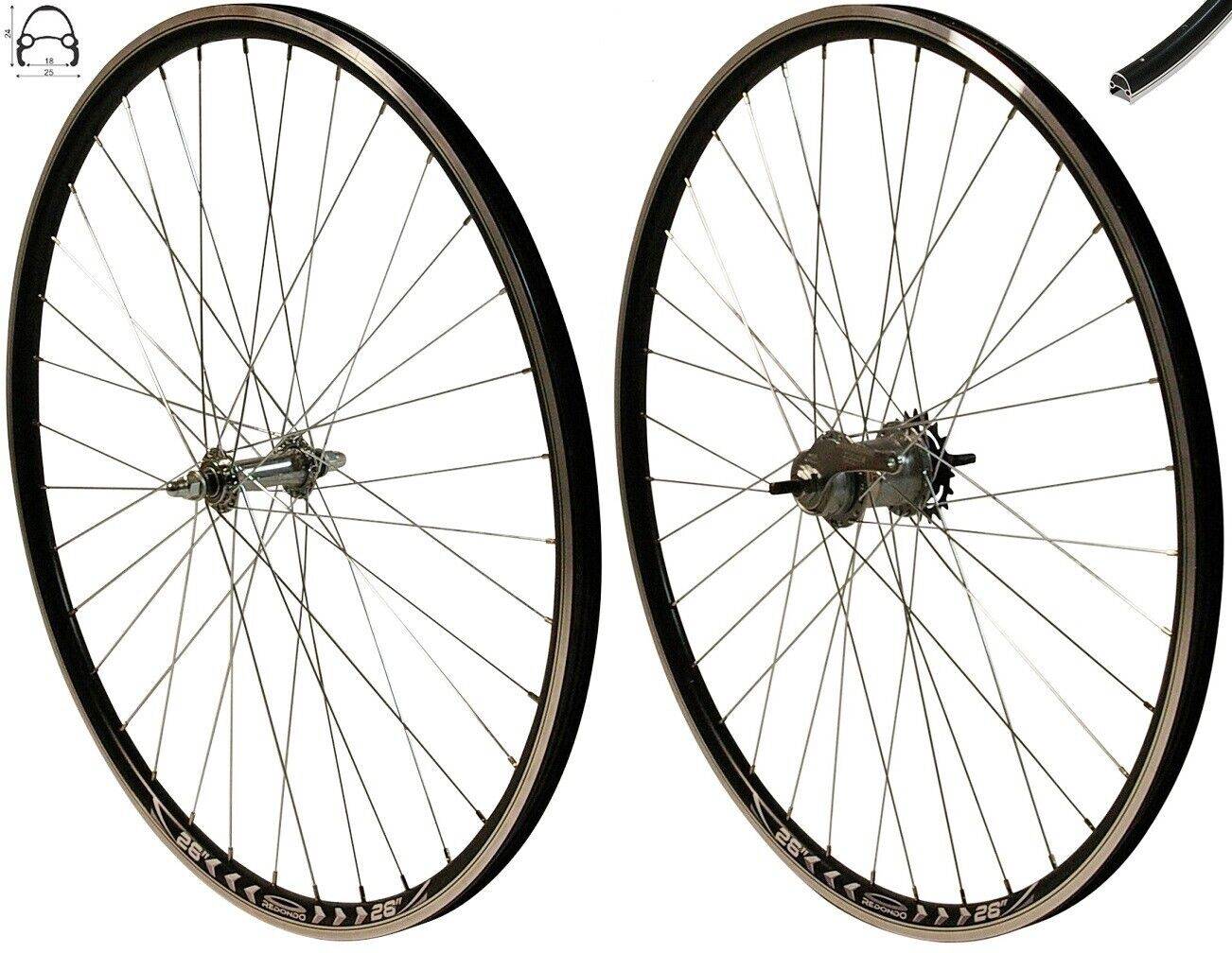REDONDO 26 Zoll Laufrad Set Hinterrad Vorderrad Felge Schwarz Shimano Nexus 3
