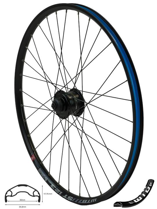 REDONDO 26 Zoll Vorderrad DH-3D37 Nabendynamo Laufrad WTB Felge Schwarz Disc