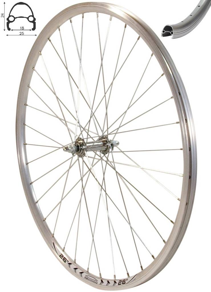 REDONDO 26 Zoll Vorderrad Laufrad Hohlkammer Felge Silber