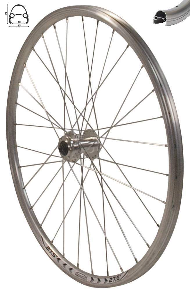 REDONDO 27,5 Zoll Vorderrad Laufrad Fahrrad V Profil Felge Silber Disc
