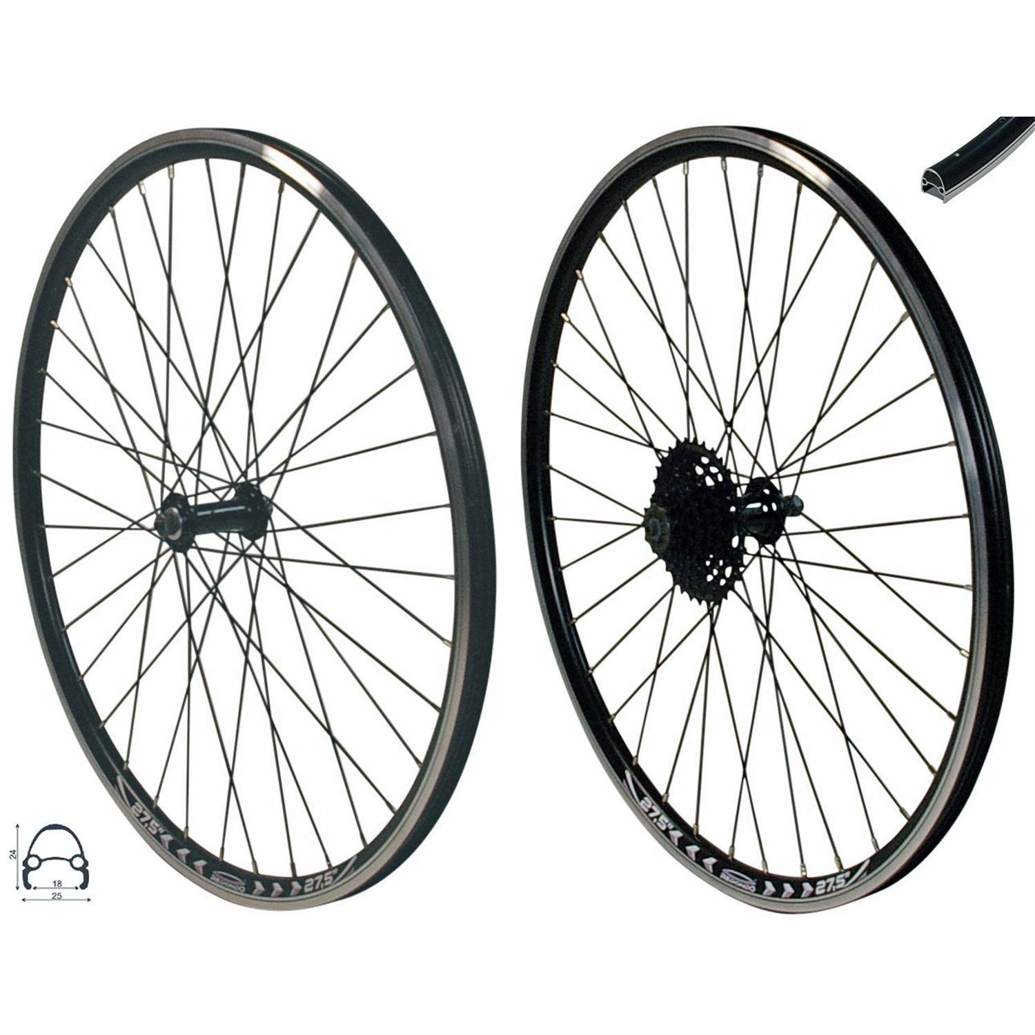 REDONDO 27,5 Zoll Laufrad Set VR + HR Felge Schwarz + 8 fach Kassette